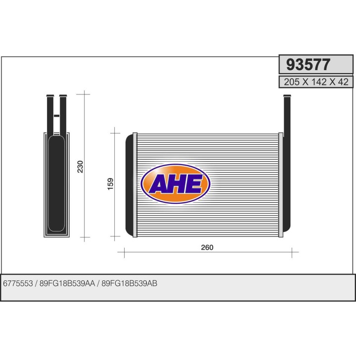 93577  HEATER CORE FORD FIESTA III