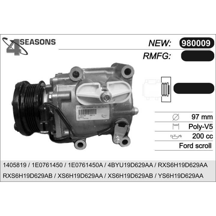 970009NO COMPRESOR NUEVO ORIGINAL FORD/MAZDA Fiesta IV/121 III 1.8D 09.91-04.03