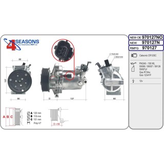 970127N COMPRESOR NUEVO DACIA Dokker/Duster/Lodgy/Logan/Sandero 1.2/1.3/1.6 03.12-