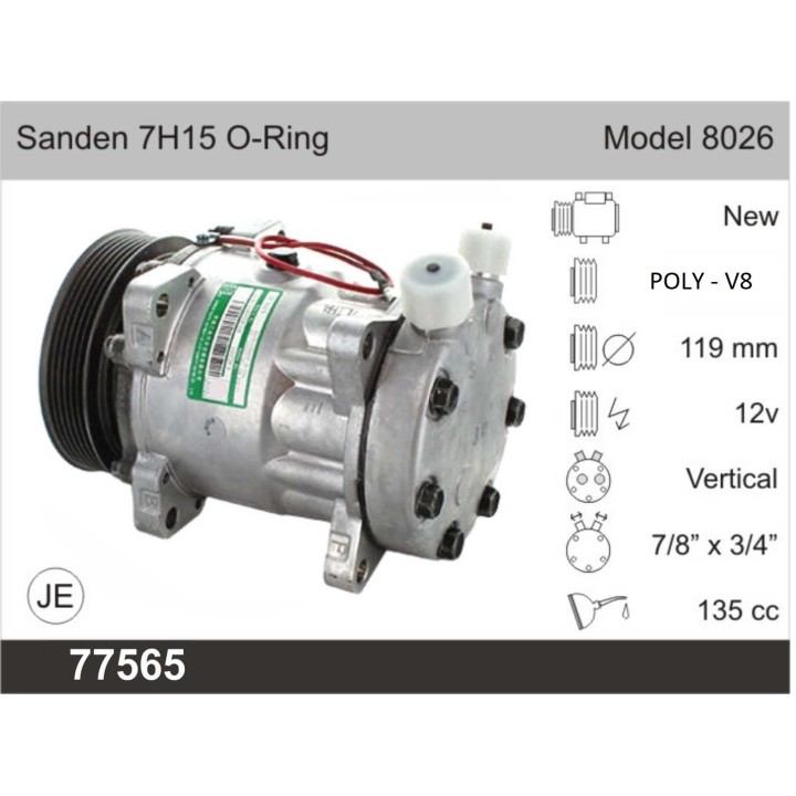 77565  CMP  SANDEN SD7H15 12V PV8  ORIGINAL