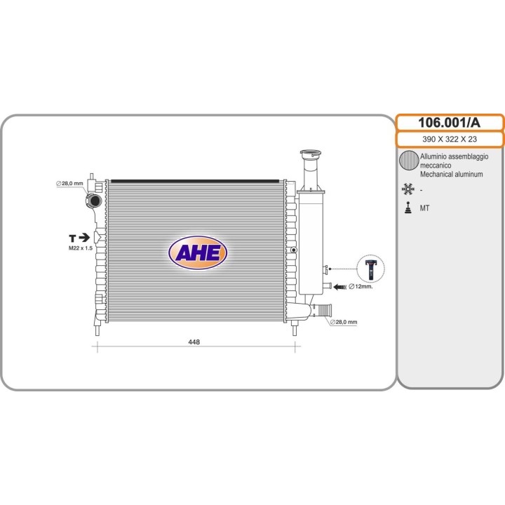 106001/A  RAD.CITROEN AX 1.0/1.1/1.4/86-91(390x322x34 AP)