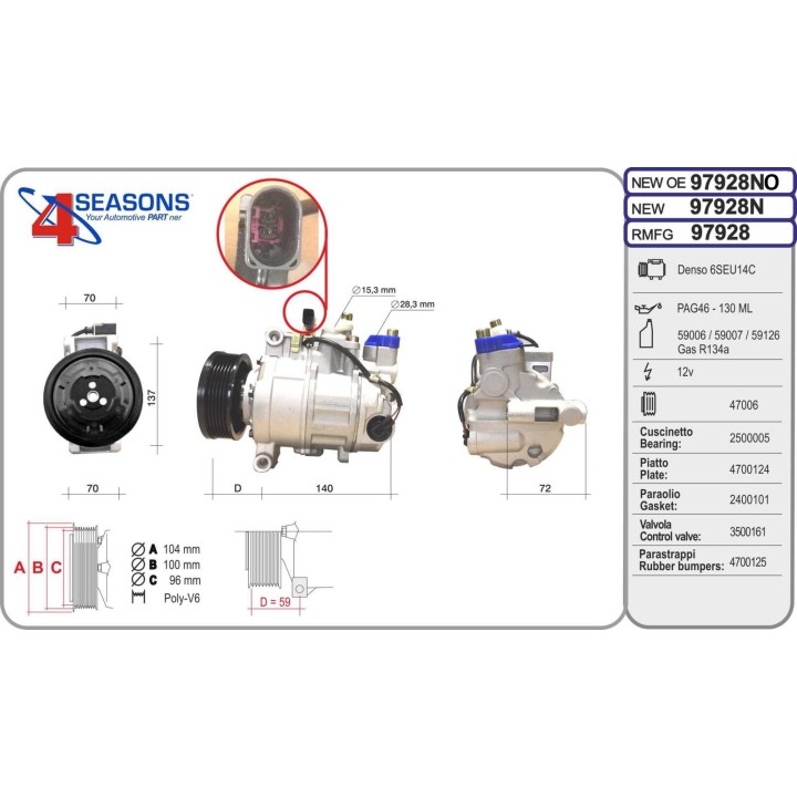 97928NO   COMP  ORIGINAL  NP 6SEU14C A/D PV6 105MM 12V V-B
