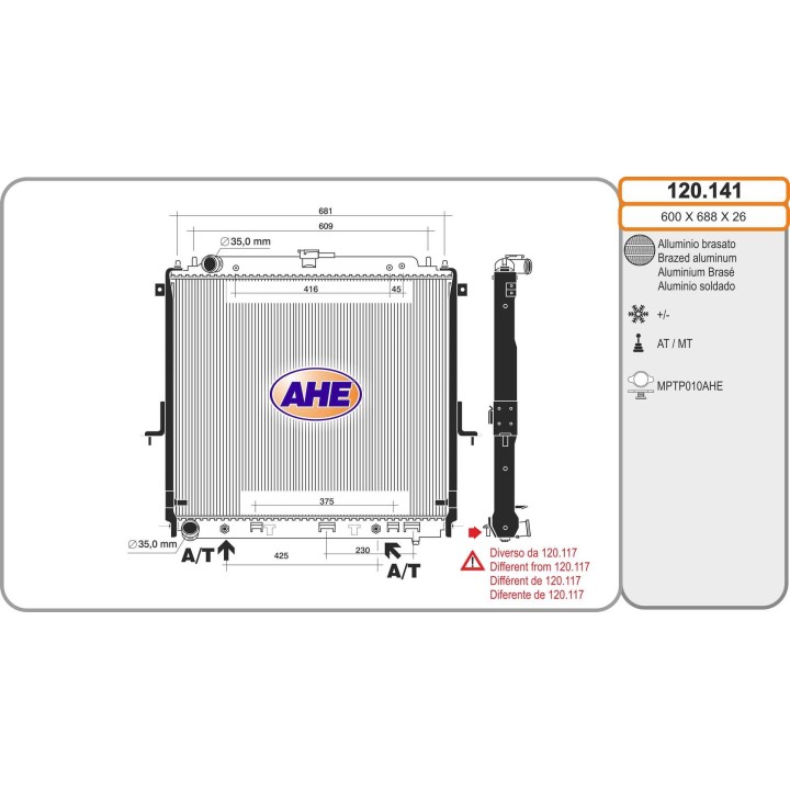 120141  RAD NISSAN Navara 4.0 i V6    AT   AC
