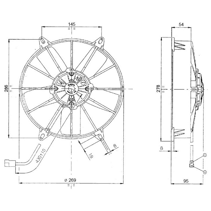 20166058  ELECTROVENTILADOR SOP 255MM 12V 5 PALAS