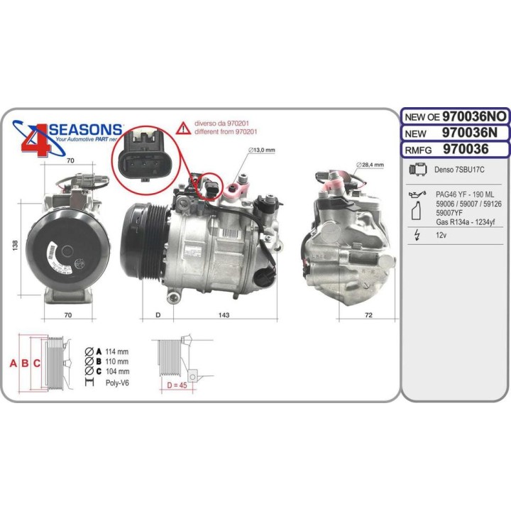 Comp New OE Mercedes W172/W204/W207/W212/W906 C/E/