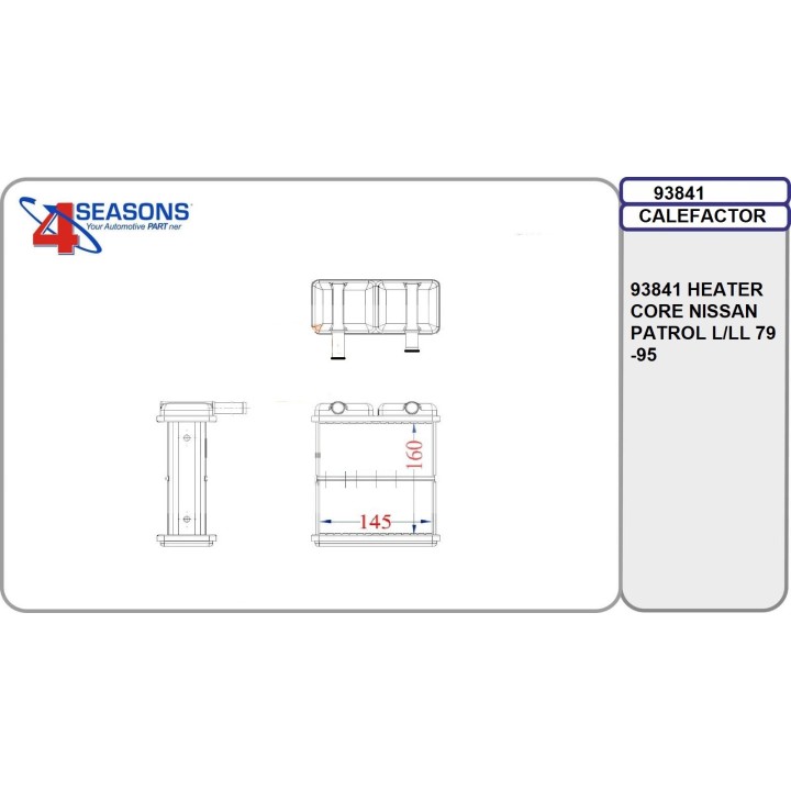 93841  HEATER CORE NISSAN PATROL  L/LL  79 -95