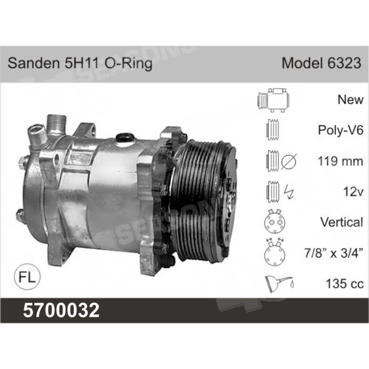 5700032 CMP  RMFG SANDEN 5H11 MOD 6323
