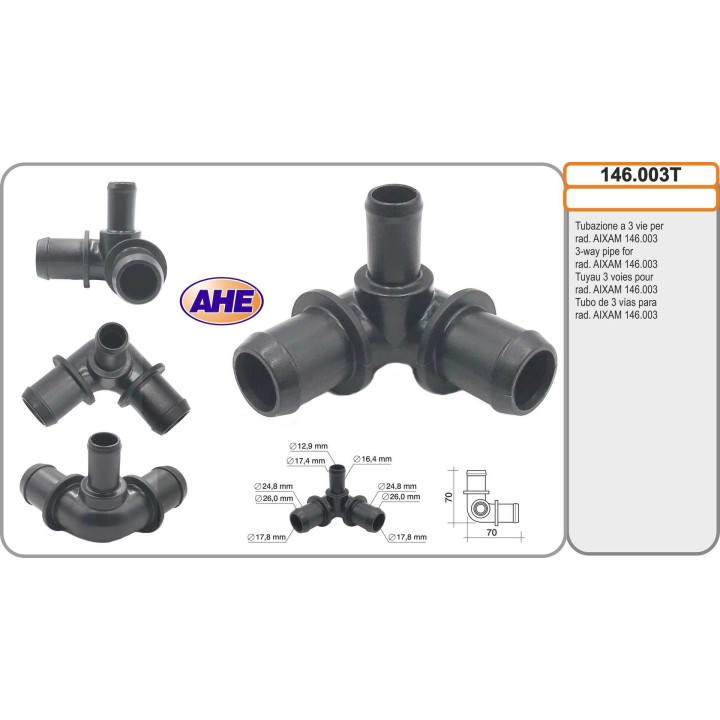 146003T Tubazione a 3 vie per rad. AIXAM 146.003