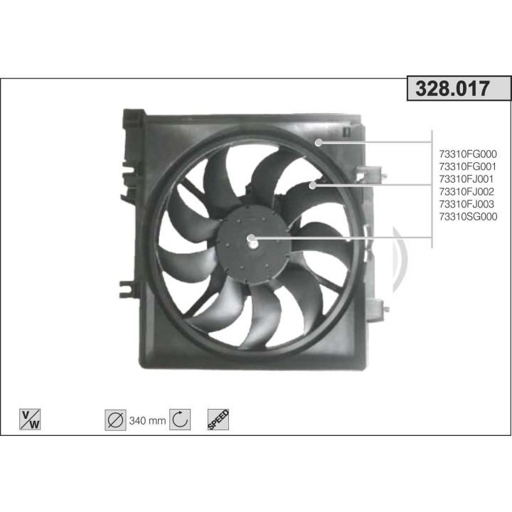 328017 FAN SUBARU FORESTER/IMPREZA/LEGACYV/OUTBACK/XV 1.