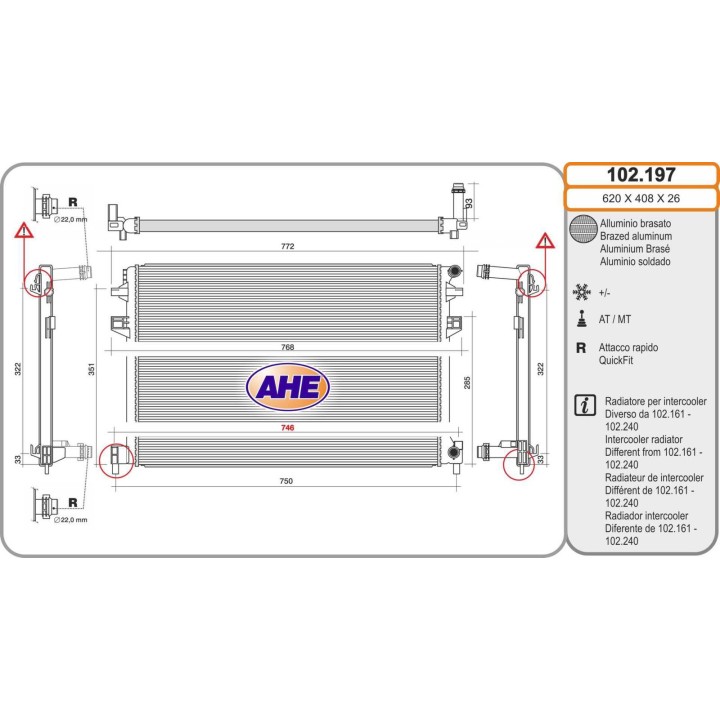 102197  Rad. Intercooler Audi/Seat/Skoda A3/Q2/TT/Ateca/Le