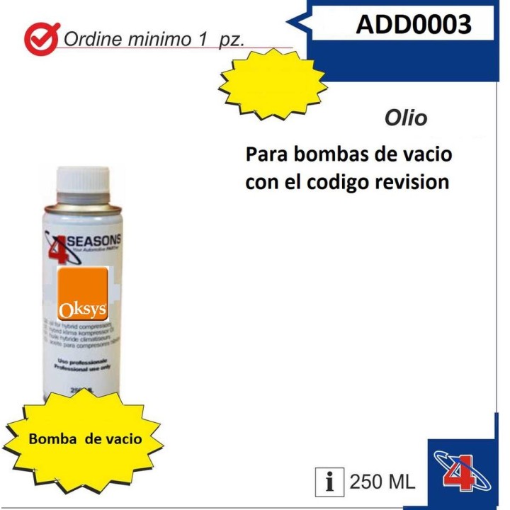 Oil for vacuum pump - 250 ml bottle con codigo 