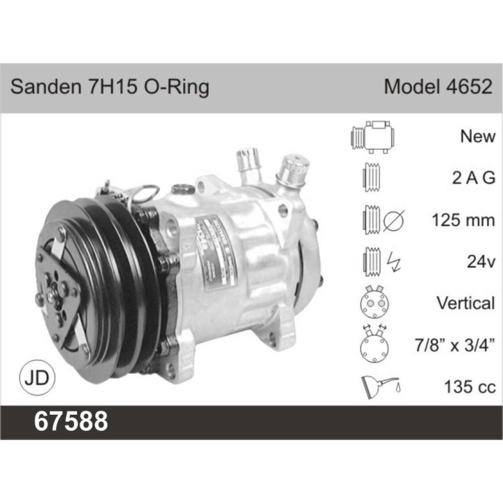 Cmp Rem SANDEN 4652 SD7H15 24v 2AG V OR