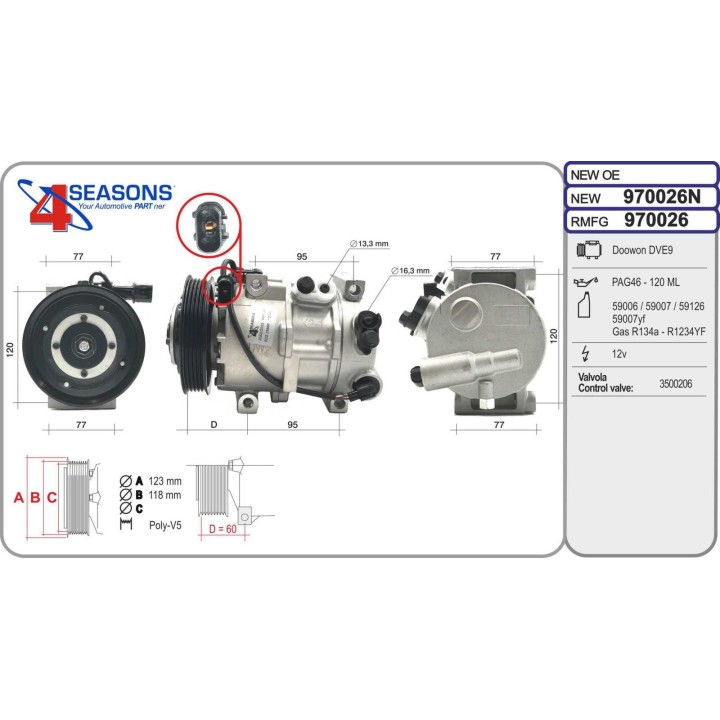 970026N  COMPRESOR NUEVO  KIA Rio III (UB) 1.25 CVVT   11-