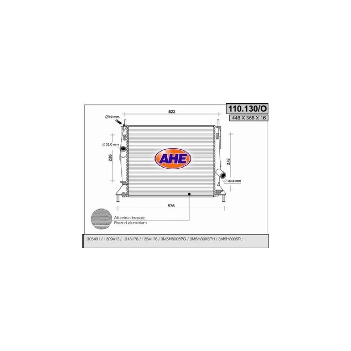 110130  RAD.FORD FOCUS C-MAX 1.6/16V/03-(450x376x14 AP)