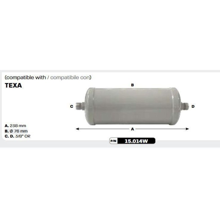 FILTRO DESHIDRATADOR MAQUINA COMPATIBLE TEXA 238MM