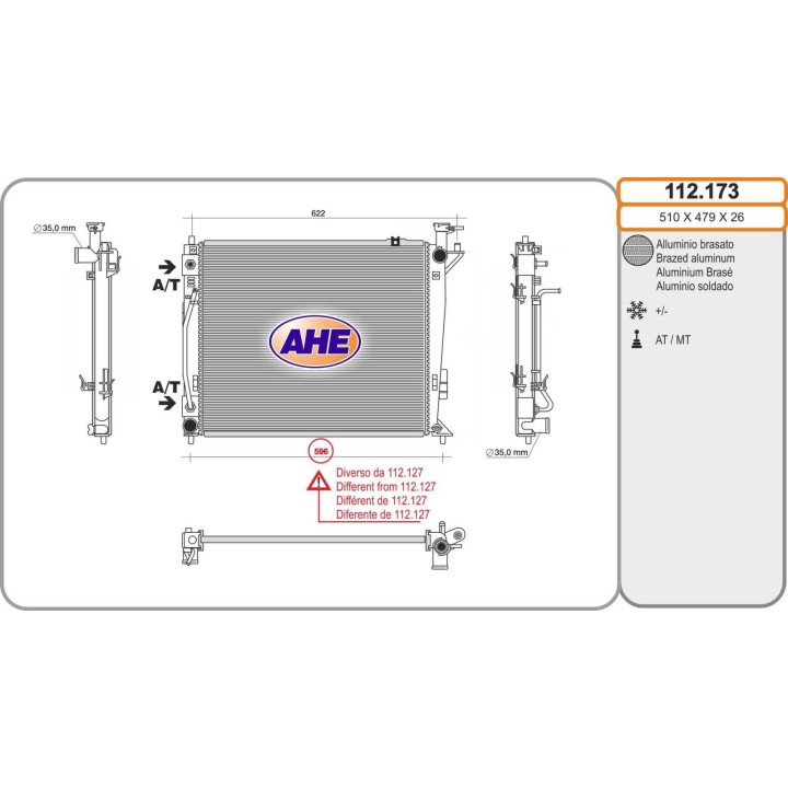 112173 Rad. HYUNDAI Santa Fe 2.0CRDi/2.2CRDi M/AT 09.12-08.18