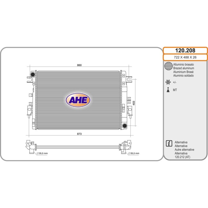 120208 RAD. NISSAN NP300 NAVARA (D23) 2.3 DCI (14-)
