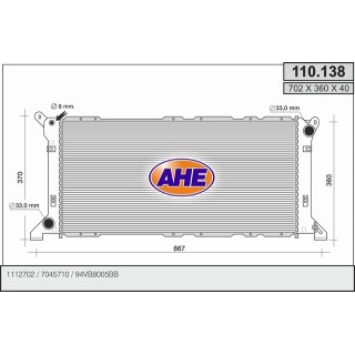 110138  RAD.FORD TRANSIT 2.0/94-(702x363x40 AP)