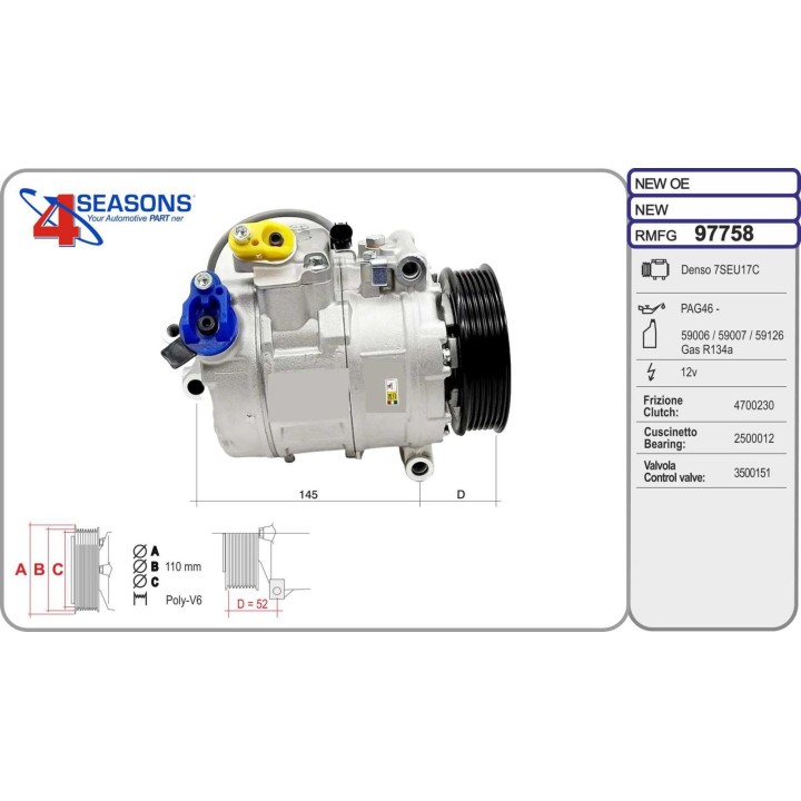 97758N Cmp New BMW serie 1/3/5/6/7/X1/Z4 23/25/28/30 03.03-12.13