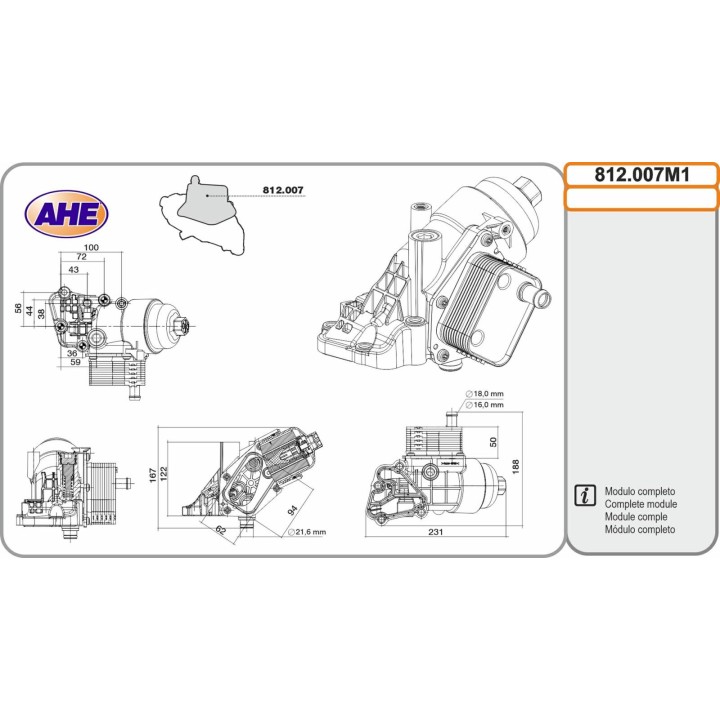 812007M1 Mod. Oilc. HYUNDAI/KIA i20/Sportage 1.4CRDi/1.6CRDi/1.7CRDi 04.13-