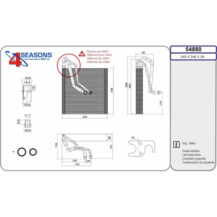 54880 TUBO GORDO  17MM   EVAPORATOR Audi/Seat/Skoda/VW A3/Ateca/Leon/Octavi