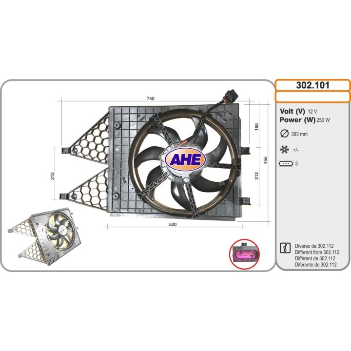 302101  FAN AUDI A1/SEAT Ibiza/VW Polo 1.2TD/1.4/1.6