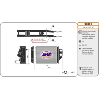 93906  HEATER CORE FIAT 500 / PANDA 1.3 D MULTIJET / 1.4