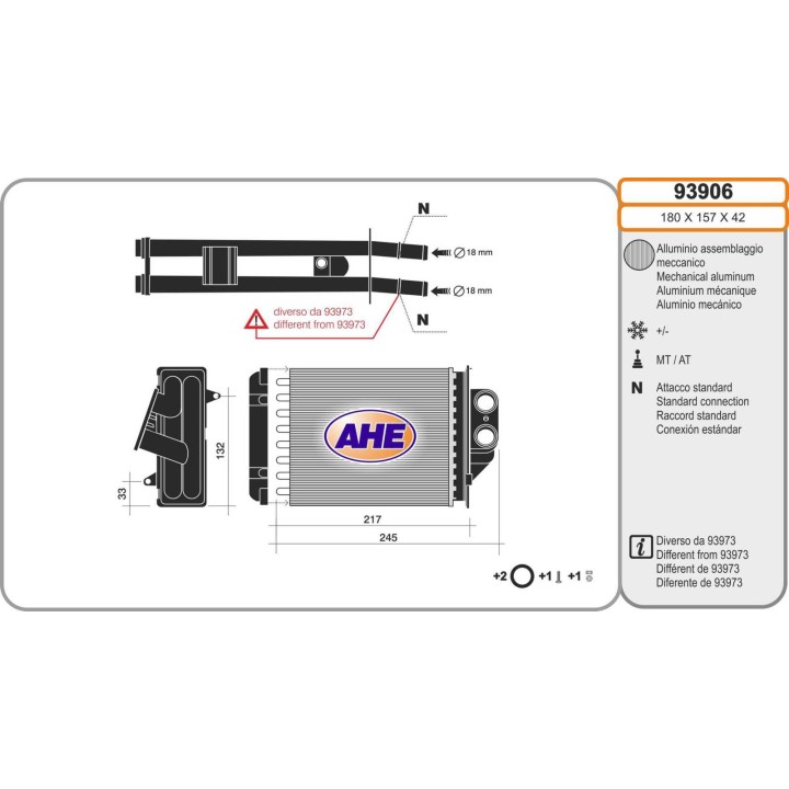 93906  HEATER CORE FIAT 500 / PANDA 1.3 D MULTIJET / 1.4
