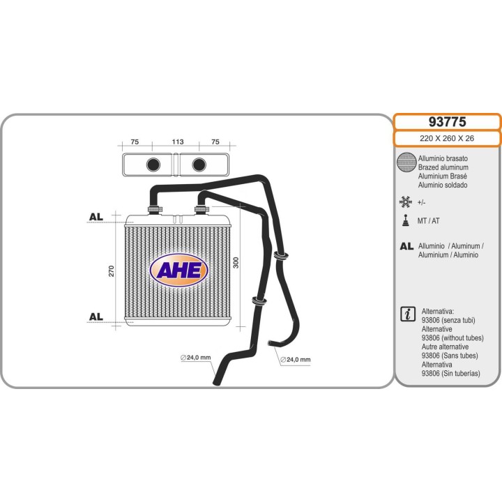 93775  HEATER CORE IVECO NEW DAILY CON  TUBOS