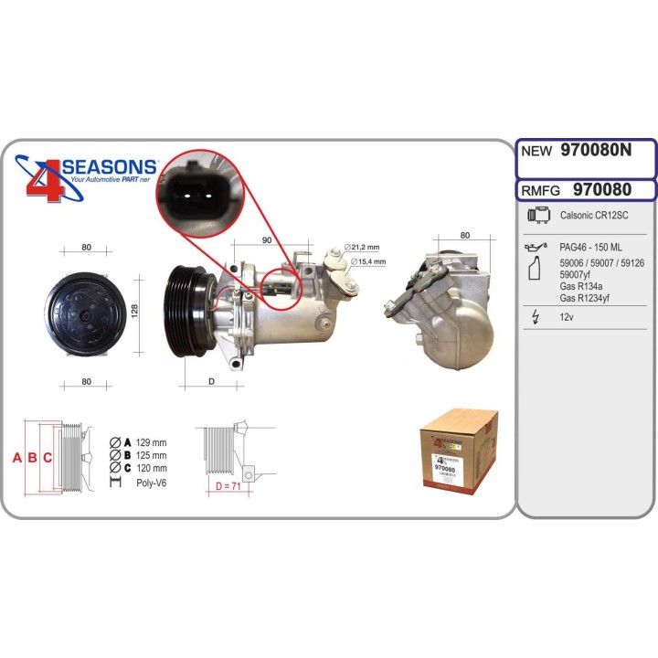 970080  CL CR12SC A/D PV6 125MM ST15 12V V-B