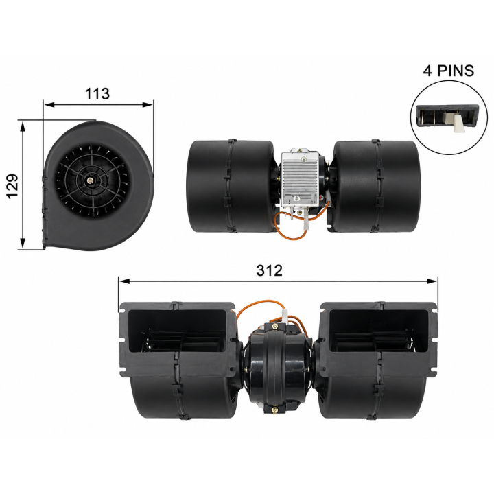 20166222  TURBINA DOBLE 24V 310MM CON RESISTIENCIA