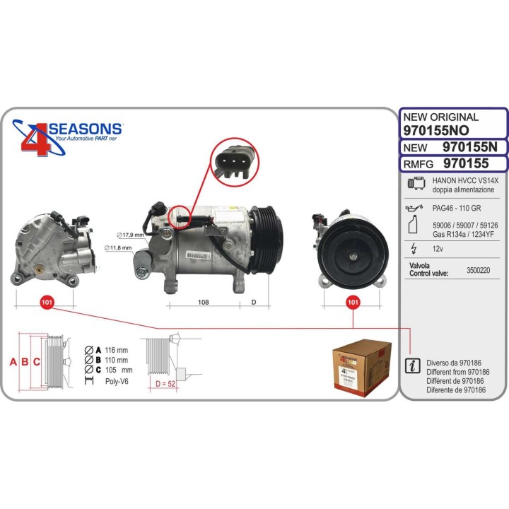 970155NO COMPRESOR NUEVO ORIGINAL BMW serie 2/X1/X2/X3/X4 14d/16d/18/18d/20/20d/25d 09.13-