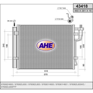 43418  COND. HYUNDAI i30 1.6/2.0 CRDiF  07-