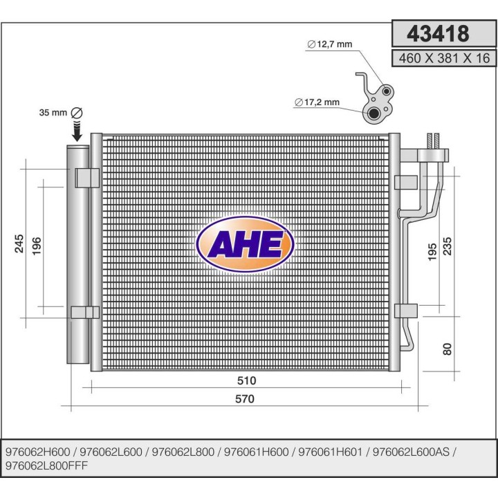 43418  COND. HYUNDAI i30 1.6/2.0 CRDiF  07-