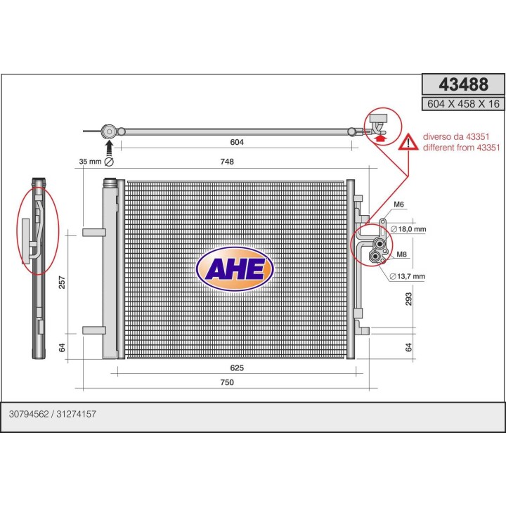 43488  COND VOLVO S-V60-V70III-XC70II-S80   07-
