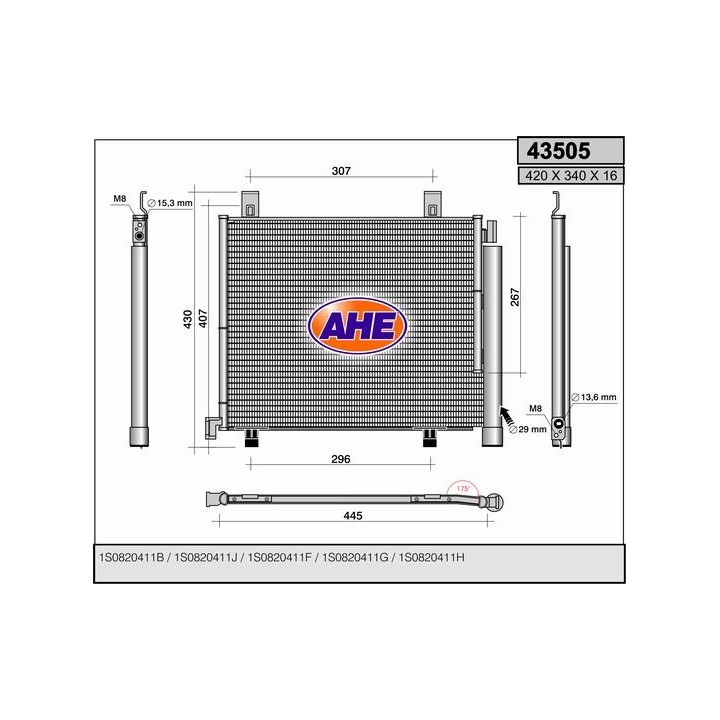 43505  COND VOLKSWAGEN UP/SEAT Mii/SKODA Citygo 1.0 11-