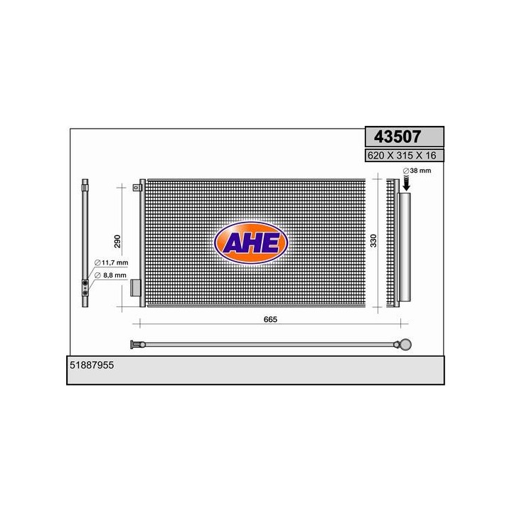 43507  COND FIAT 500L 0.9/1.3Mjet/1.6Mjet +/-AC M/AT 12-