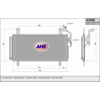 43568  Cond. Mazda 6 1.8/2.0/2.3/2.3Turbo 02-