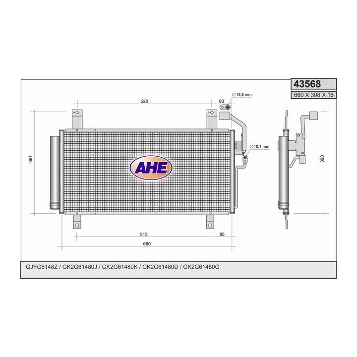 43568  Cond. Mazda 6 1.8/2.0/2.3/2.3Turbo 02-