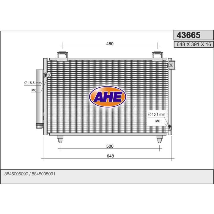 43665  COND TOYOTA Avensis 1.6/1.8/2.0 D4D  03-