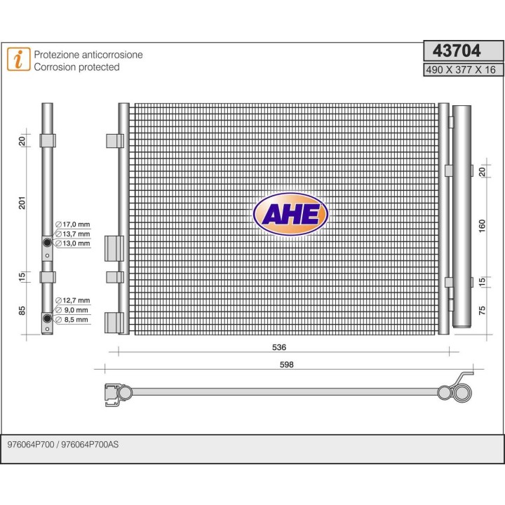 43704  COND HYUNDAI i20 (PB, PBT) 1.1CRDi - 1,4CRDi 09-