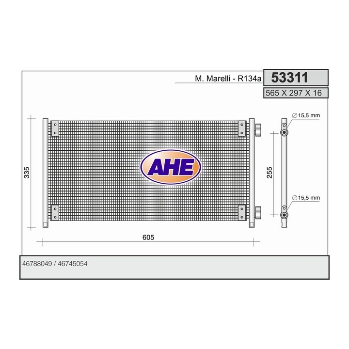 53311  CONDENSADOR FIAT PUNTOII agujero de brida hacia ar