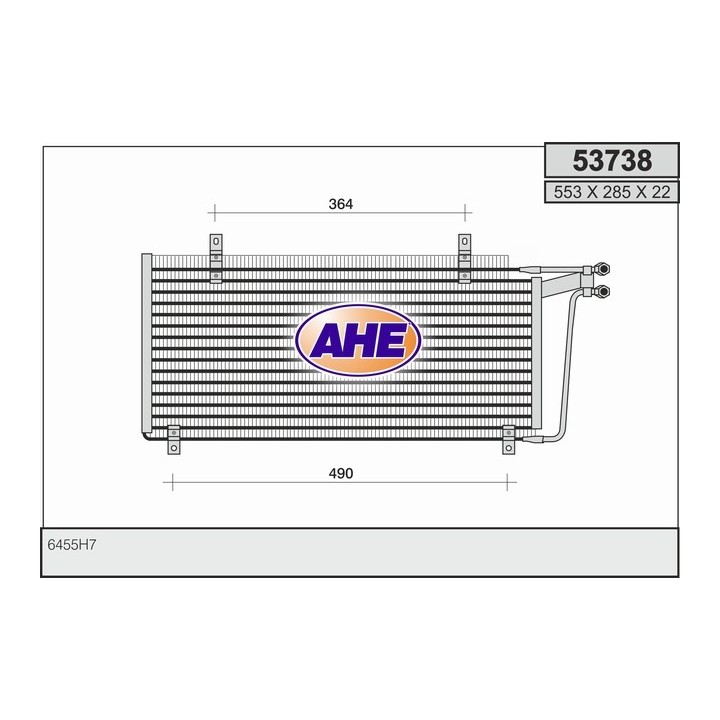 53738  CONDENSADOR PEUGEOT 309 I/II/85-93(553x285x22 AL)