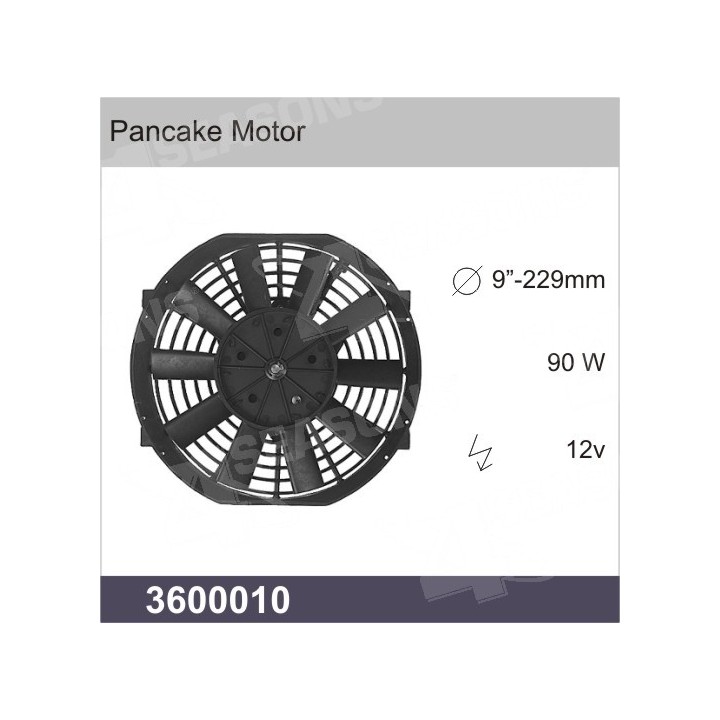 3600010  UNIVERSAL CONDENSER FAN 12V DIAMETER 9”-229MM
