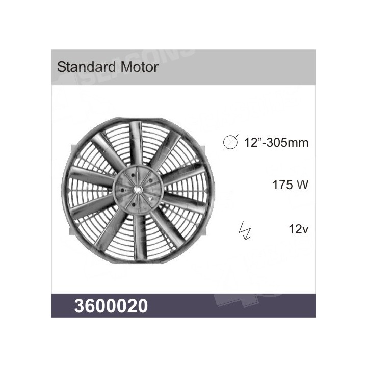 3600020  UNIVERSAL CONDENSER FAN 12V DIAMETER 12”-305MM