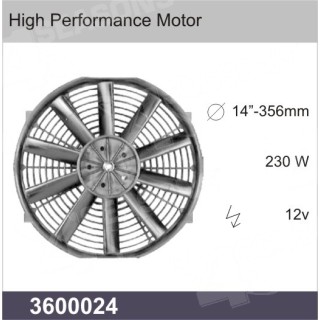 3600024  UNIVERSAL CONDENSER FAN 12V DIAMETER 14”-356MM