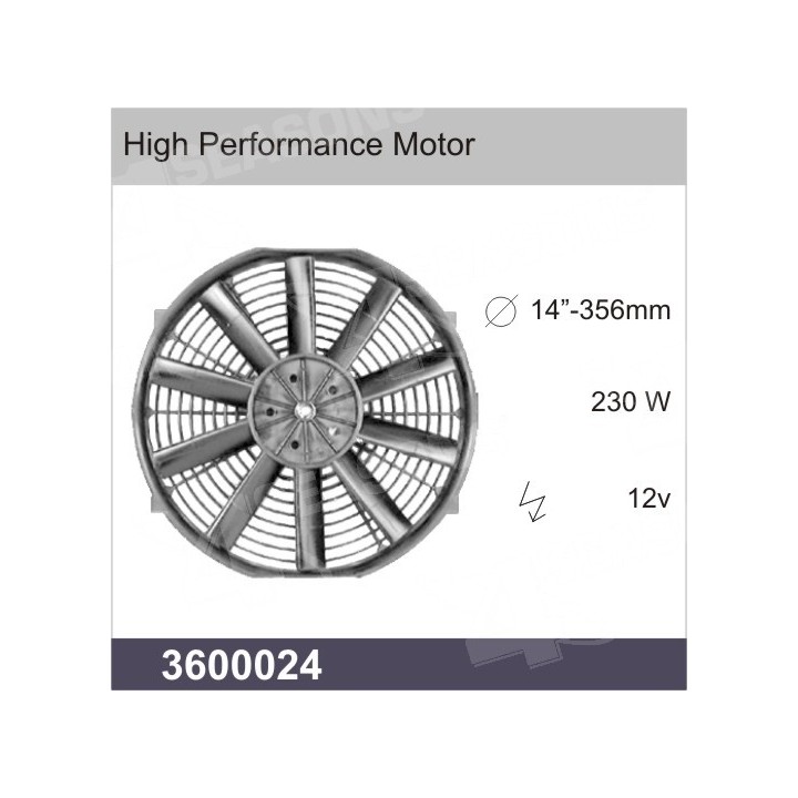 3600024  UNIVERSAL CONDENSER FAN 12V DIAMETER 14”-356MM