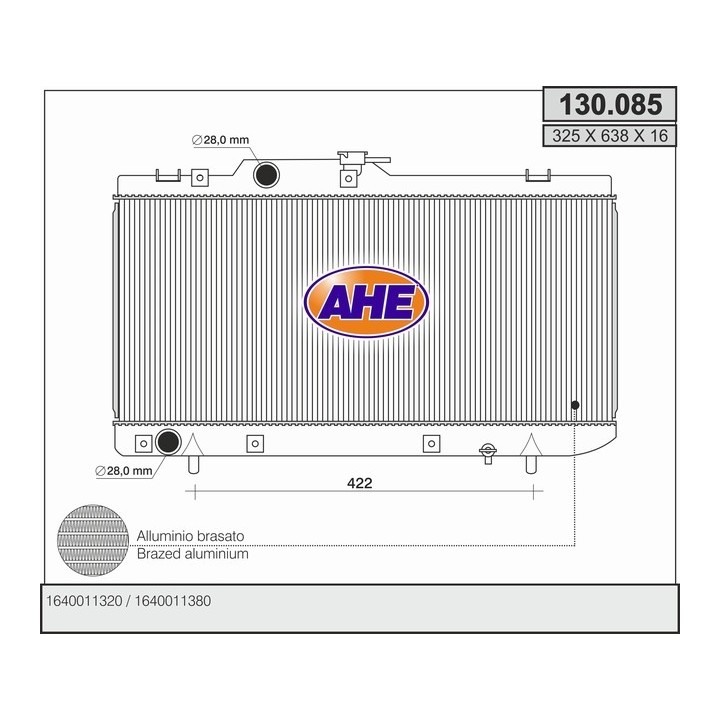 130085  RADIADOR TOYOTA STARLET (92-) 1.3 i 12V