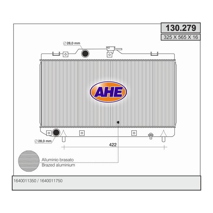 130279  RAD.TOYOTA STARLET 1.3i 16V 96-(325x565x16 AP)