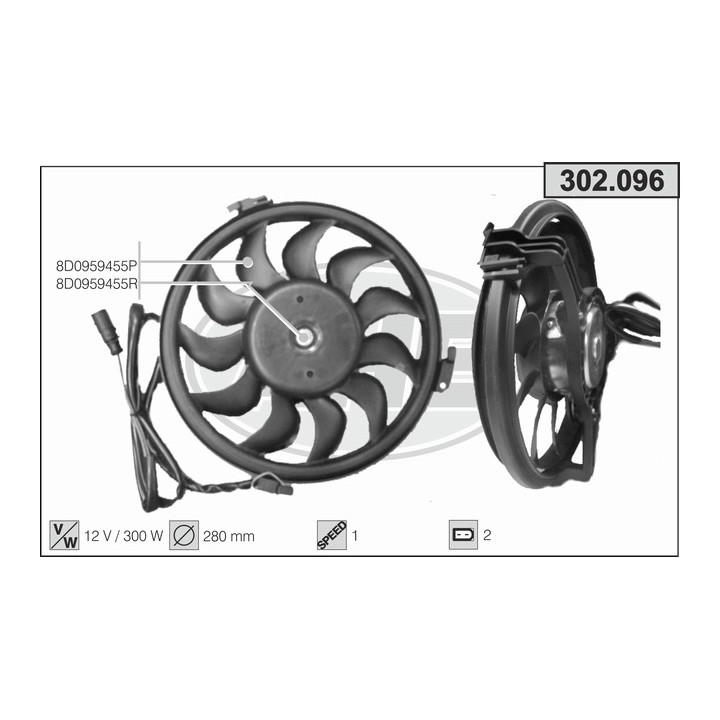 302096  FAN VOLKSWAGEN Passat 1.6/1.8/1.9TDi 86-96